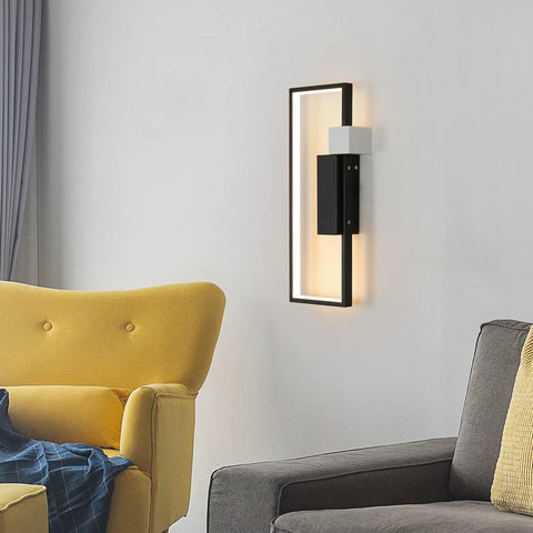 LED-Wandleuchte für den Innenbereich, 15 W, 1200 lm, schwarz, kreatives geometrisches Design, moderne 3000 K warmweiße Acryl-Wandleuchte für Wohnzimmer, Schlafzimmer, Flur, Treppen