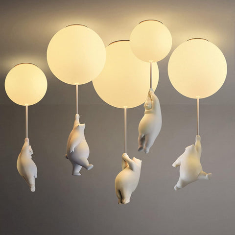 Moderne skandinavische Deckenleuchte, stehend, Bär, 25 cm, Acryl-Lampenschirm, E27-Kopf, ohne Lichtquelle, geeignet für Schlafzimmer, Wohnzimmer, Terrasse, Café