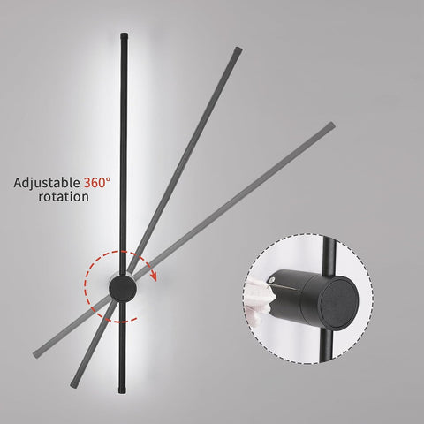 Innenwandleuchte, LED-Wandleuchte, 360° drehbar, 6500 K Kaltweiß, moderne schwarze Wandleuchte für Schlafzimmer, Wohnzimmer, Esszimmer, Flur, Treppe, 100 cm