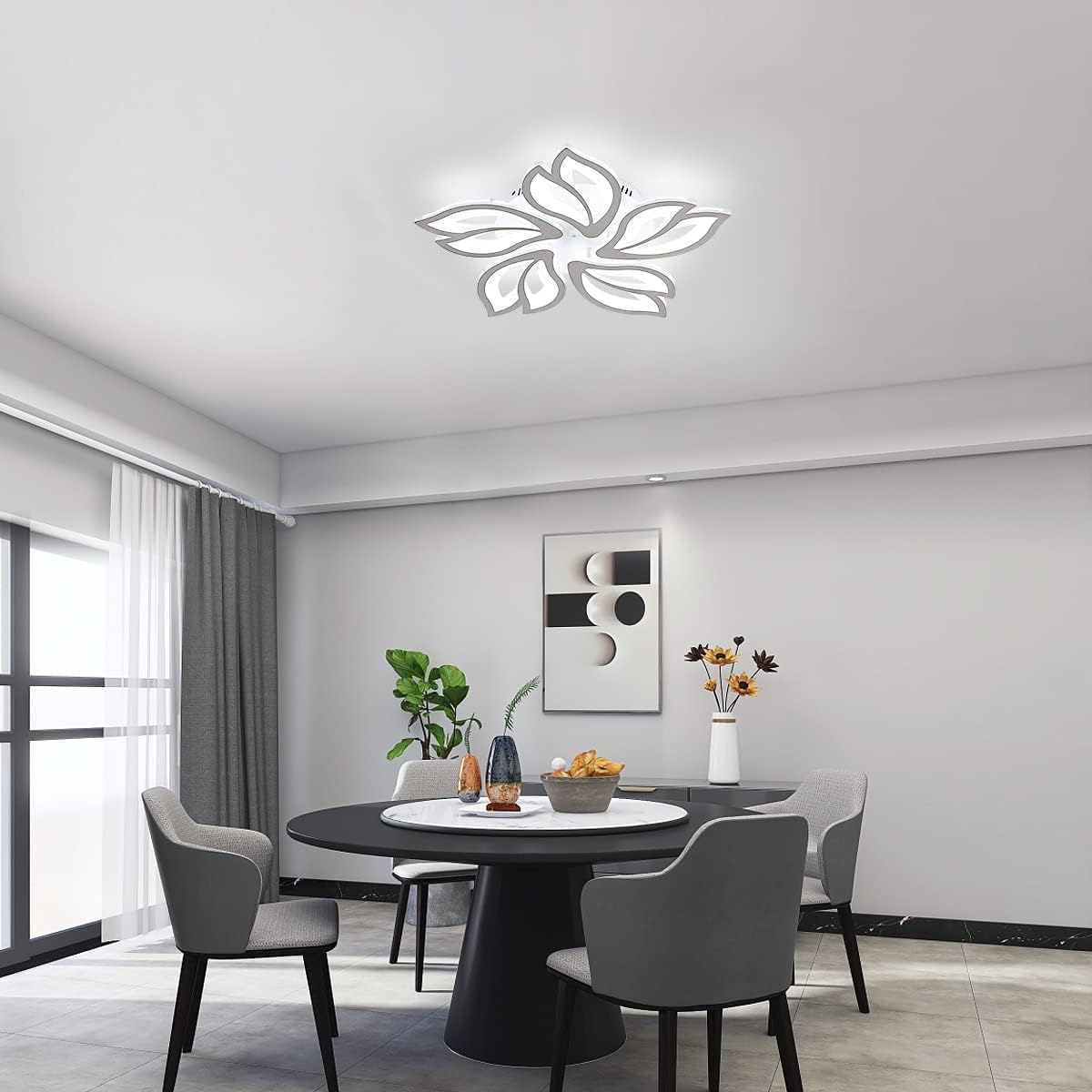 Plafonnier LED 65W, Creative Fleur de Forme Lampe de Plafond Moderne