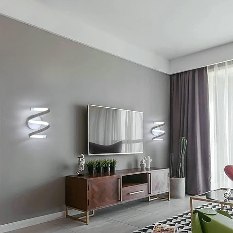 Spiralförmige LED-Wandleuchte, moderne 18 W Kaltweiß 6500 K Wandlampe für Schlafzimmer, Büro, Flur