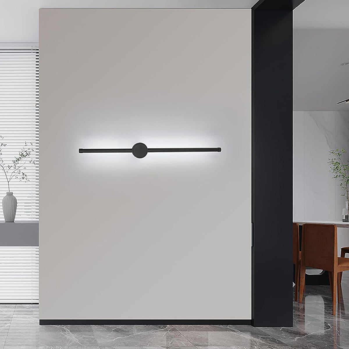 Wandlamp voor binnen, led-wandlamp 360° draaibaar 6500K koel wit, moderne zwarte wandlamp voor slaapkamer woonkamer eetkamer hal trap 80cm