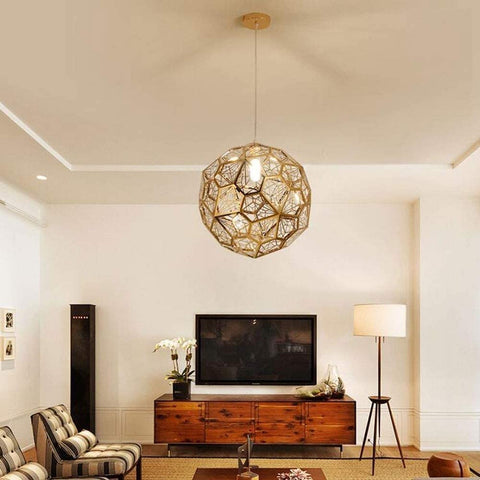 Luxuriöse moderne Edelstahlleuchte mit kreativer Diamantkugel und E27-Hängelampenschirm für die Wohnzimmerdecke.