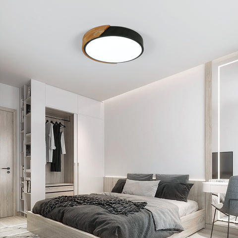 LED-Deckenleuchte aus natürlichem Eichenholz, 30 W, 6500 K, modernes rundes Design mit Acryl-Lampenschirm, Innenbeleuchtung für Wohnzimmer, Schlafzimmer, Küche