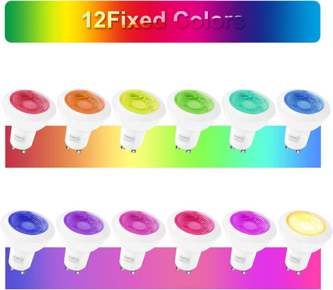 Set mit 6 verstellbaren RGB-LED-Einbaustrahlern mit Farbwechsel, 5 W (entspricht 50 W), Warmweiß 2700 K, weiße, runde Deckeneinbauleuchte aus Metall mit dimmbarer Fernbedienung