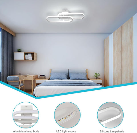 LED-Deckenleuchte 32 W 3600 lm, moderne Deckenleuchte, Acryl-Deckenleuchte für Wohnzimmer, Schlafzimmer, Küche, Badezimmer, Flur, Balkon, 50 cm (weiß), kaltweißes Licht 6500 K 