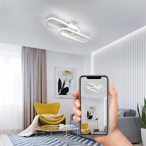 LED-Deckenleuchte 32 W 3600 lm, moderne Deckenleuchte, Acryl-Deckenleuchte für Wohnzimmer, Schlafzimmer, Küche, Badezimmer, Flur, Balkon, 50 cm (weiß), kaltweißes Licht 6500 K 