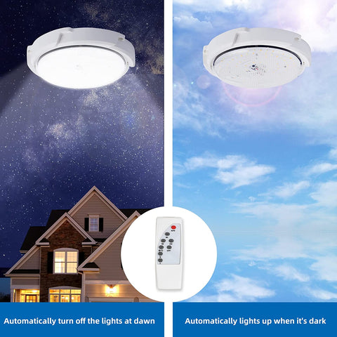 Solarlampen-Deckenleuchte für den Außenbereich mit Fernbedienung, IP54 wasserdichte Solarbeleuchtung für den Garten, 80 W, einstellbare Farbtemperatur 3000 K/4500 K/6000 K