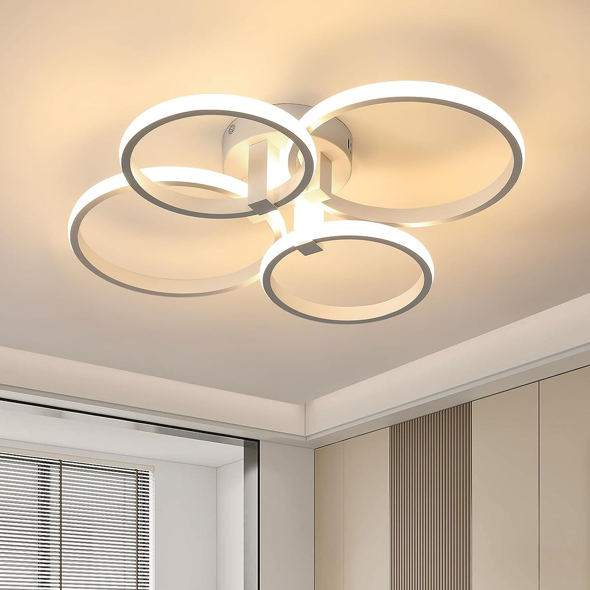 Moderne LED-Deckenleuchte, 48 W, 5400 lm, runde Deckenleuchte, weiße Aluminium-Deckenleuchte, Ring-Deckenleuchte für Wohnzimmer, Schlafzimmer, Esszimmer, Küche, warmes Licht 3000 K 