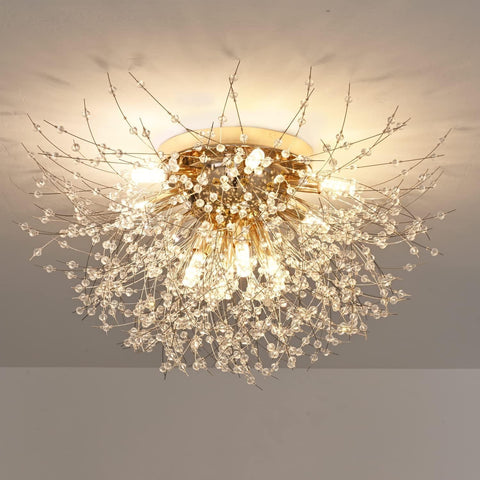 LED-Deckenleuchte, moderner Kristall-Kronleuchter, K9-Kristall-Deckenleuchte, verstellbare Farbtemperatur, 3000 K/4500 K/6500 K, 6 G9 Gold-Deckenleuchte 
