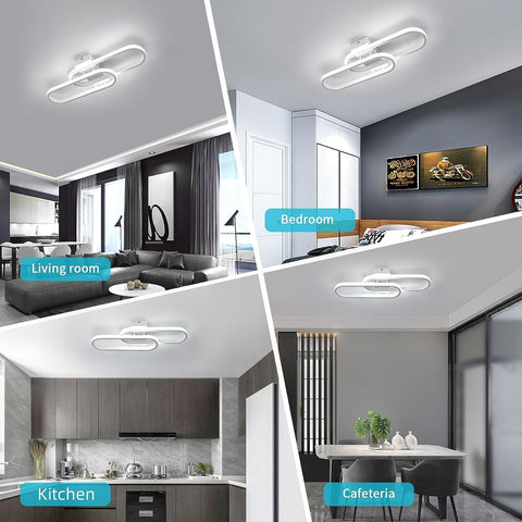 LED-Deckenleuchte 32 W 3600 lm, moderne Deckenleuchte, Acryl-Deckenleuchte für Wohnzimmer, Schlafzimmer, Küche, Badezimmer, Flur, Balkon, 50 cm (weiß), kaltweißes Licht 6500 K 
