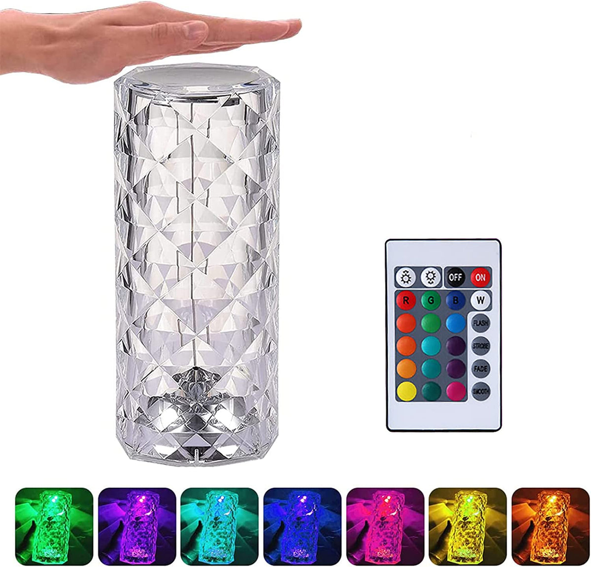 LED-Schreibtischlampe und Nachttischlampe aus Acryl mit Touch-Fernbedienung, 16 Farben und 4 Modi, farbwechselndes RGB-Stimmungslicht