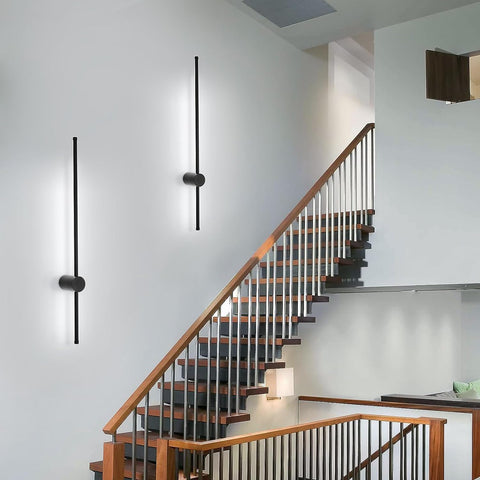 Innenwandleuchte, LED-Wandleuchte, 360° drehbar, 6500 K Kaltweiß, moderne schwarze Wandleuchte für Schlafzimmer, Wohnzimmer, Esszimmer, Flur, Treppe, 100 cm
