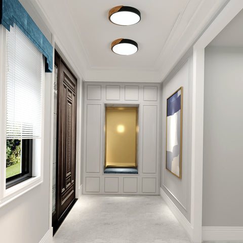 LED-Deckenleuchte aus natürlichem Eichenholz, 30 W, 6500 K, modernes rundes Design mit Acryl-Lampenschirm, Innenbeleuchtung für Wohnzimmer, Schlafzimmer, Küche