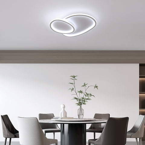 Moderne dimmbare LED-Deckenleuchte in Kieselform – Weiß, 50 x 45,5 x 6,5 cm, mit Fernbedienung, drei Lichtfarben, 220 V – für Wohnzimmer, Schlafzimmer
