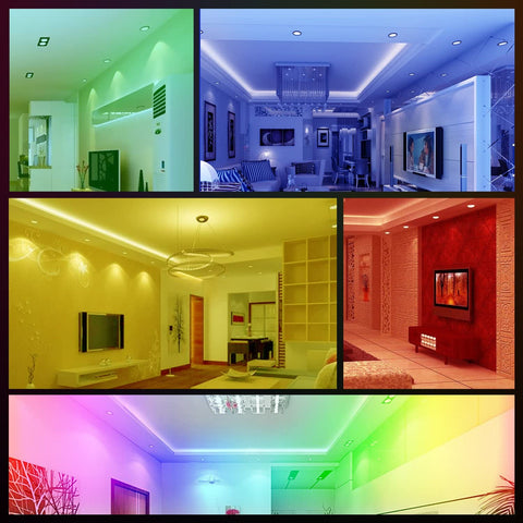 Set mit 6 verstellbaren RGB-LED-Einbaustrahlern mit Farbwechsel, 5 W (entspricht 50 W), Warmweiß 2700 K, weiße, runde Deckeneinbauleuchte aus Metall mit dimmbarer Fernbedienung