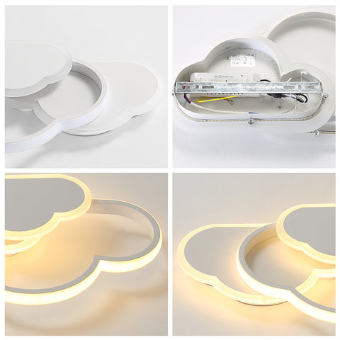 LED-Deckenleuchte, Heimdekor-Deckenbeleuchtung, 36 W weißer Acryl-Kronleuchter, Wolkenform-Deckenlampe für Schlafzimmer, Wohnzimmer, Esszimmer, 3000 K warmes Licht