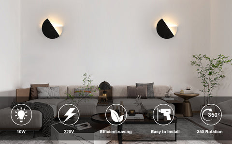 Schlichte und moderne LED-Wandleuchte, rotierende schwarze Wandleuchte, 8 W warmes Licht