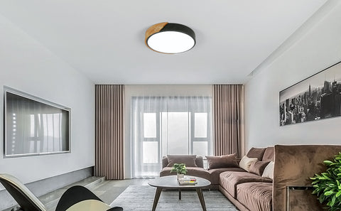 LED-Deckenleuchte aus natürlichem Eichenholz, 30 W, 6500 K, modernes rundes Design mit Acryl-Lampenschirm, Innenbeleuchtung für Wohnzimmer, Schlafzimmer, Küche