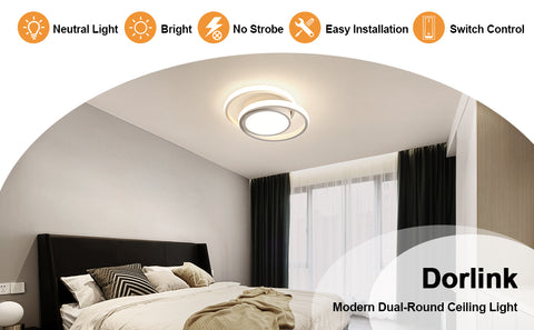 LED-Deckenleuchte, runde Deckenleuchte 32 W, moderne Deckenleuchte für Flur, Schlafzimmer, Küche, Wohnzimmer, Kaltweiß 4000 K