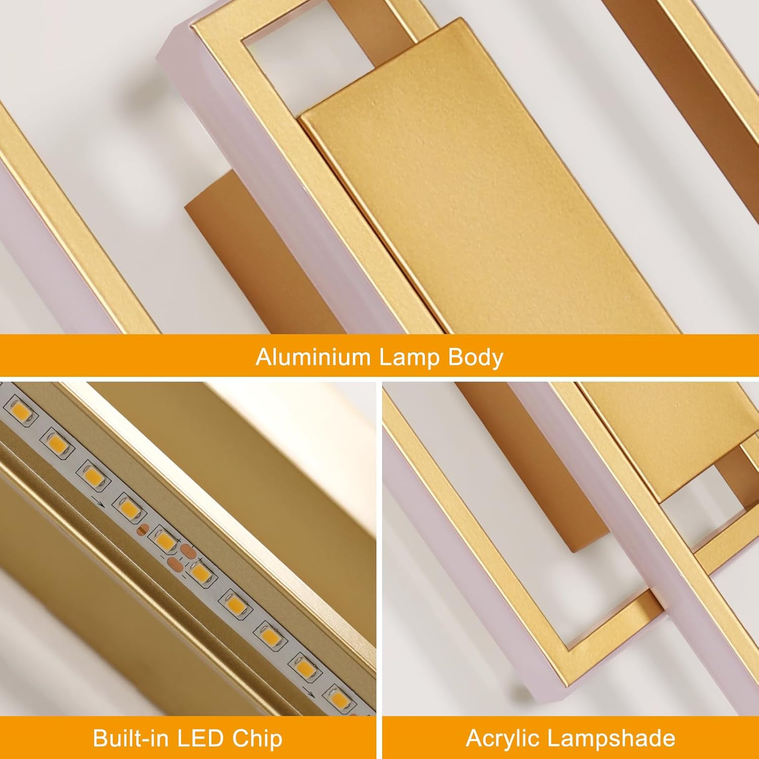 LED-Wandleuchte Gold Kreuzform 28W