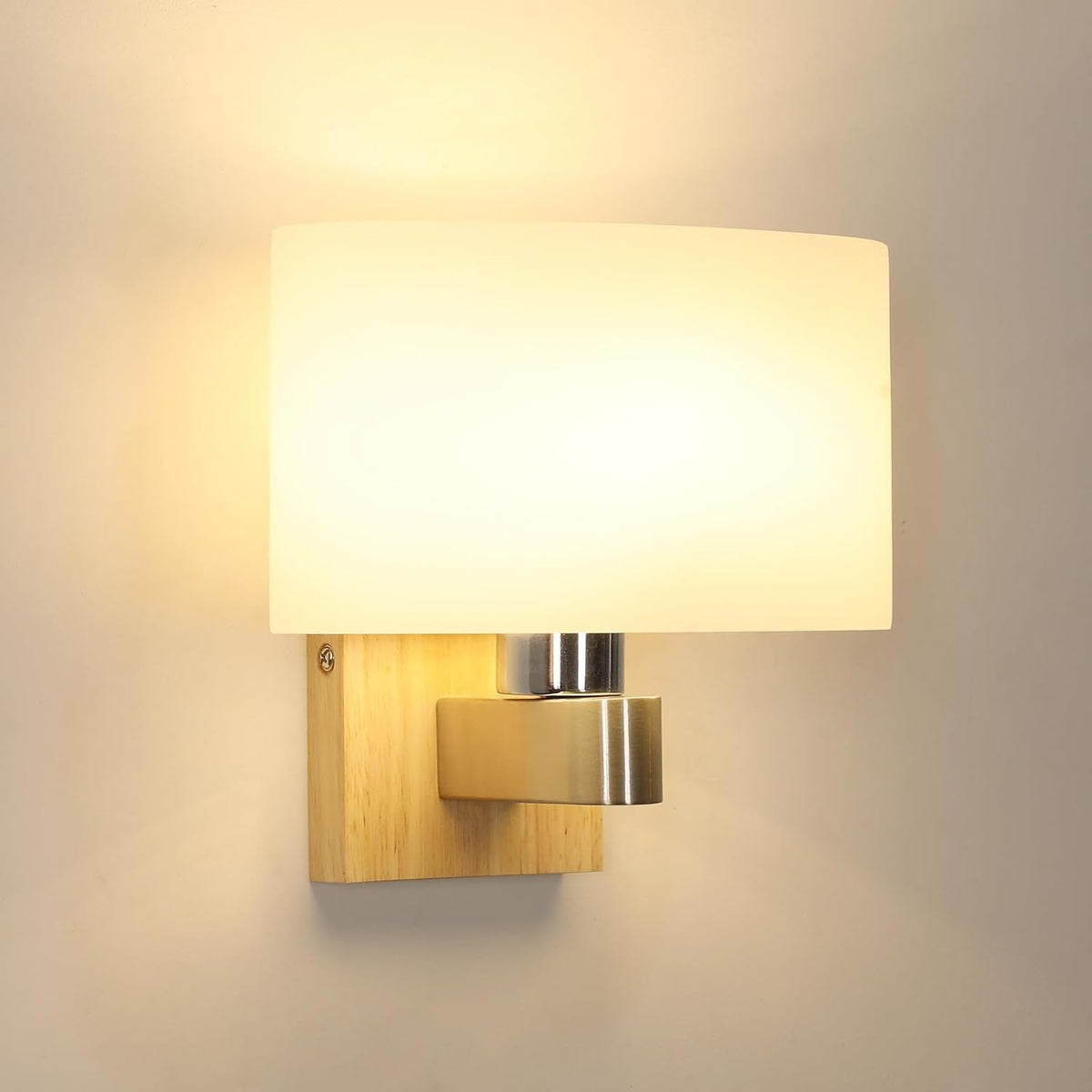 Wandleuchte Holz Glas E27