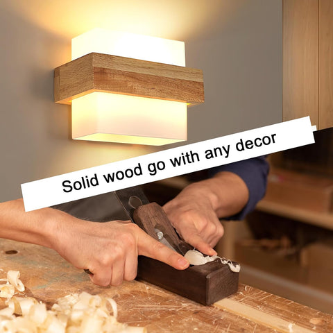 Innenwandleuchte Holz E27 mit 12W Dreifarbiger Lampe