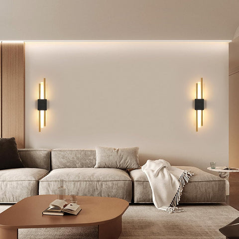 LED Wandleuchte Innen Schwarz Gold 40CM 10W 3000K Warmweiß