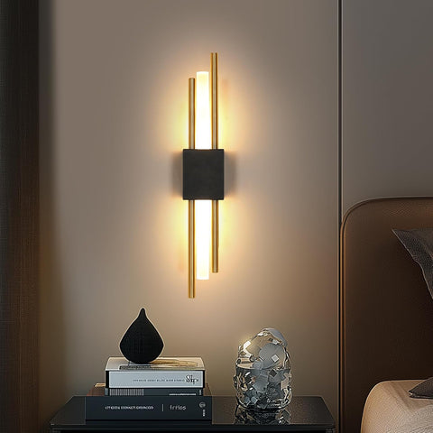 LED Wandleuchte Innen Schwarz Gold 40CM 10W 3000K Warmweiß