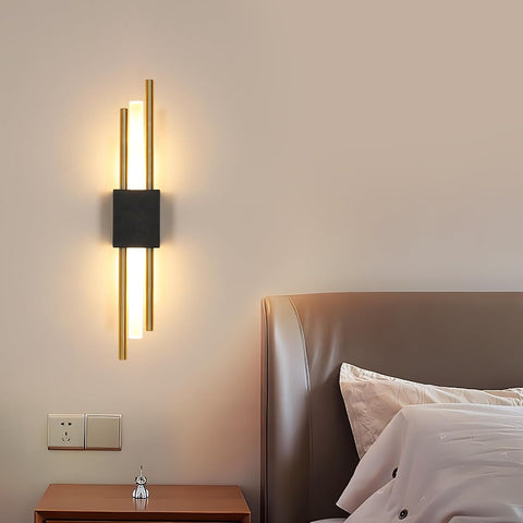 LED Wandleuchte Innen Schwarz Gold 40CM 10W 3000K Warmweiß
