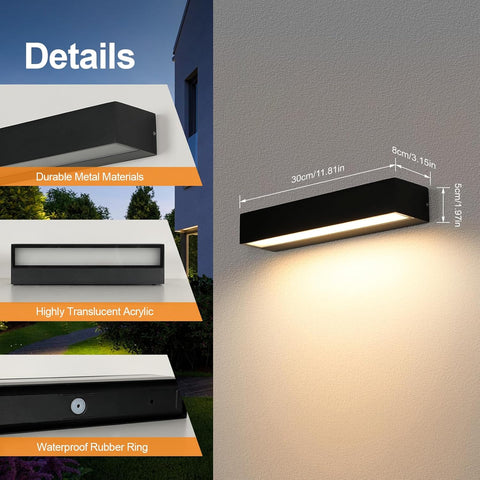 Moderne LED Außenwandleuchte 16W Schwarz IP65 3000K