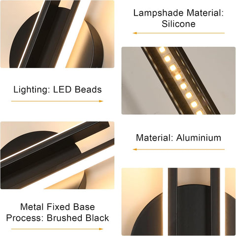 Moderne LED Wandleuchte Schwarz 24W