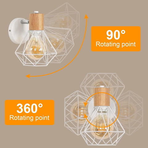 Wandleuchte im Industriestil mit Metallgitter und E27-Fassung