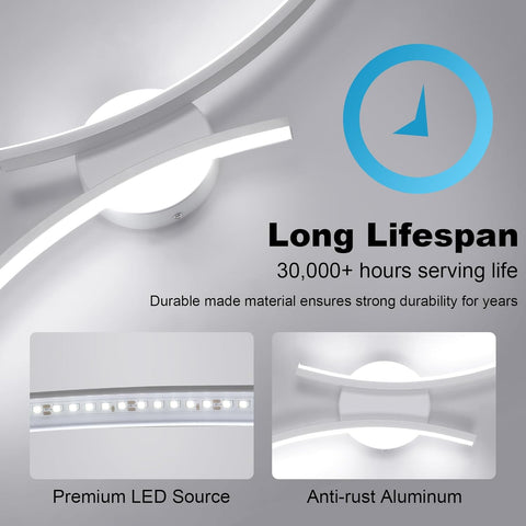 Moderne gebogene LED-Wandleuchte 20W | 6500K Kaltweiß