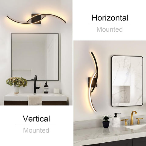 Schwarze LED-Wandleuchte mit Wellenform 27W