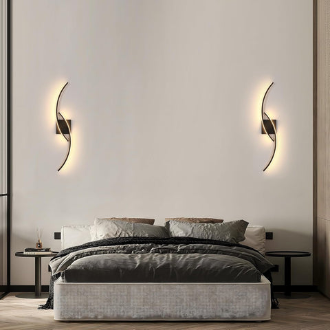 Schwarze LED-Wandleuchte mit Wellenform 27W