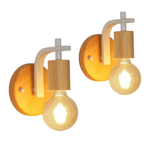 2er-Set Wandleuchten aus Holz für Innenräume (ohne Leuchtmittel)