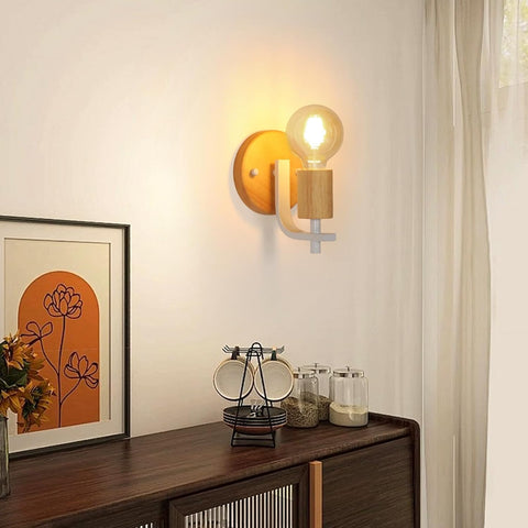 2er-Set Wandleuchten aus Holz für Innenräume (ohne Leuchtmittel)