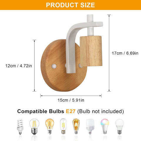2er-Set Wandleuchten aus Holz für Innenräume (ohne Leuchtmittel)