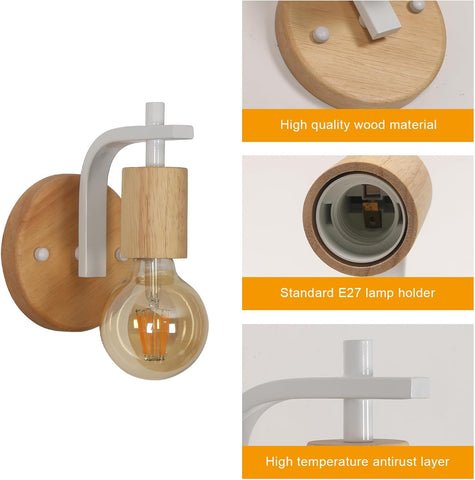 2er-Set Wandleuchten aus Holz für Innenräume (ohne Leuchtmittel)