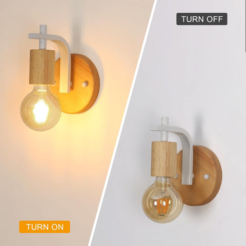 2er-Set Wandleuchten aus Holz für Innenräume (ohne Leuchtmittel)