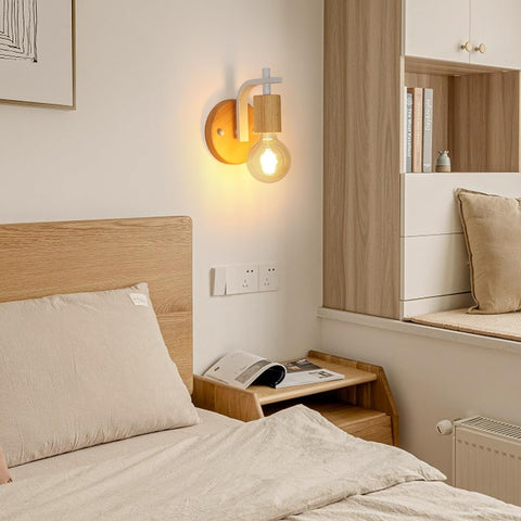 2er-Set Wandleuchten aus Holz für Innenräume (ohne Leuchtmittel)