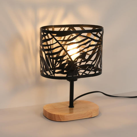 Nachttischlampe Holz & Metall – Schwarz