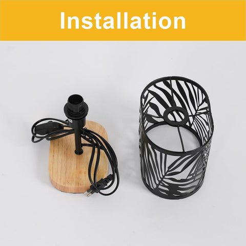Nachttischlampe Holz & Metall – Schwarz