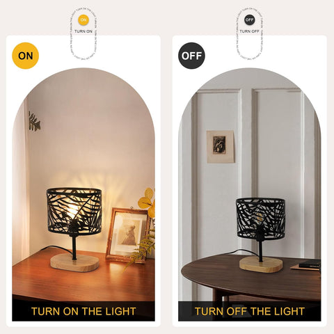 Nachttischlampe Holz & Metall – Schwarz