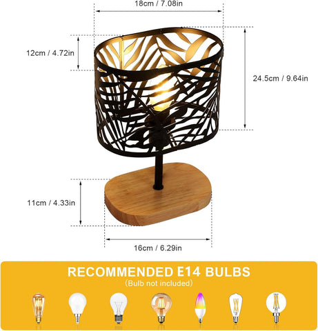 Nachttischlampe Holz & Metall – Schwarz