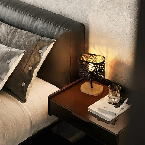 Nachttischlampe Holz & Metall – Schwarz