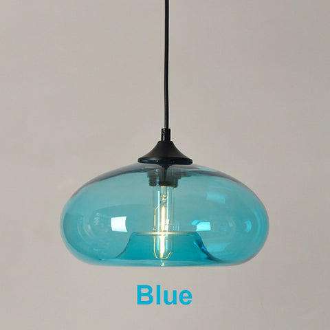 Moderne bunte Glas-Hängelampe für Wohnzimmer, Bar, Küche, Restaurant, Café, Esszimmer, nordische Beleuchtungskörper für Zuhause (blaue Farbe)