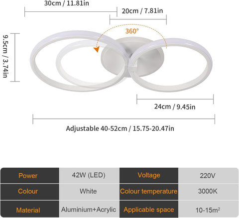 Moderne LED-Deckenleuchte 42W Rund Warmweiß