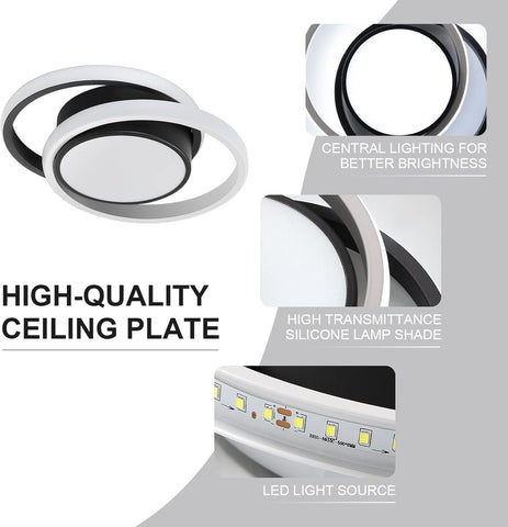 Moderne LED Deckenleuchte mit Doppelkreis 32W